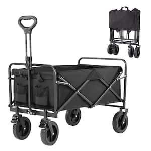 3 cu. ft. Wagon Cart 330 lbs. Collapsible Folding Cart Steel Utility Garden Cart with Wheels for Camping in Black