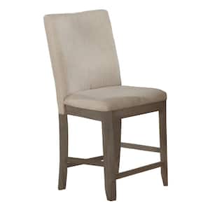 Esmeralda 2pc Beige Linen Fabric Solid Wood Chairs