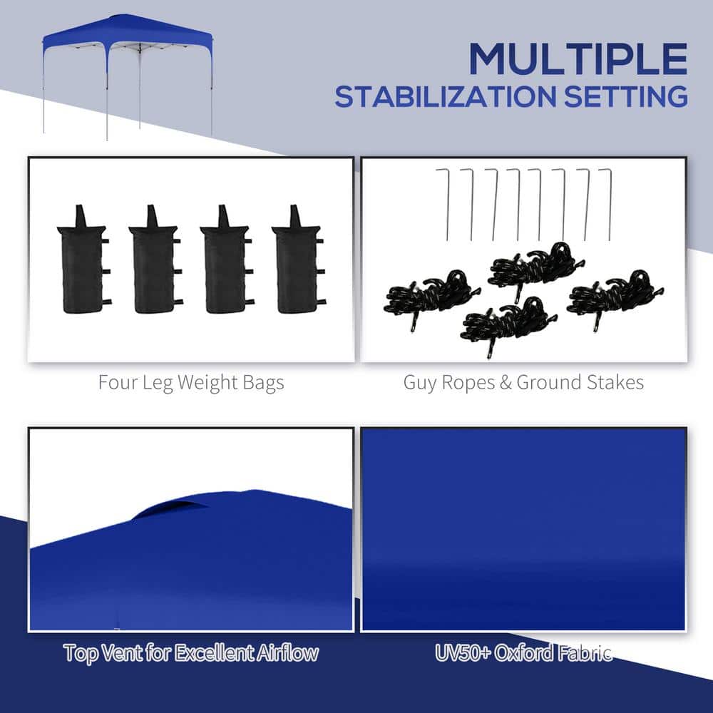 Royal Blue Steel Pop Up Canopy Tent with Wheeled Bag