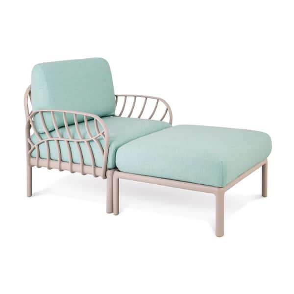 Lagoon Laurel Gray Resin Outdoor Chaise Lounge with Seafoam Cushion