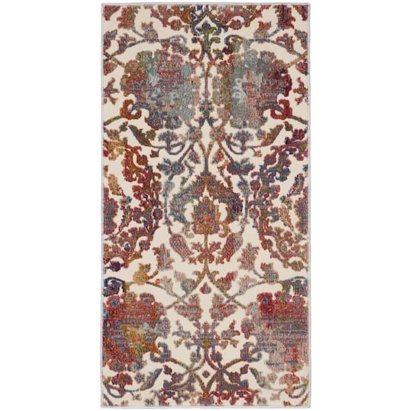 Nourison Global Vintage White doormat 2 ft. x 4 ft. All-Over Design Transitional Area Rug