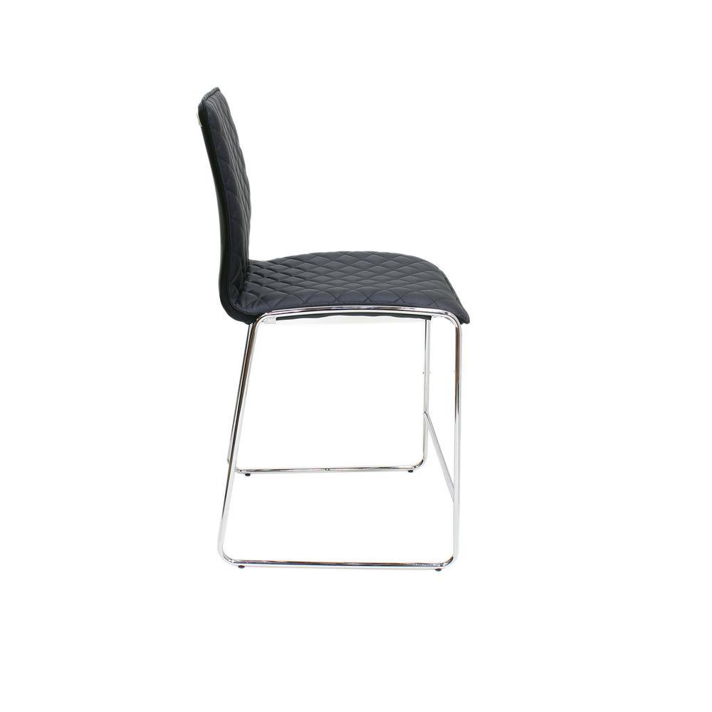 Duncan 24" Grey Faux Leather Counter Stool with Chrome Legs