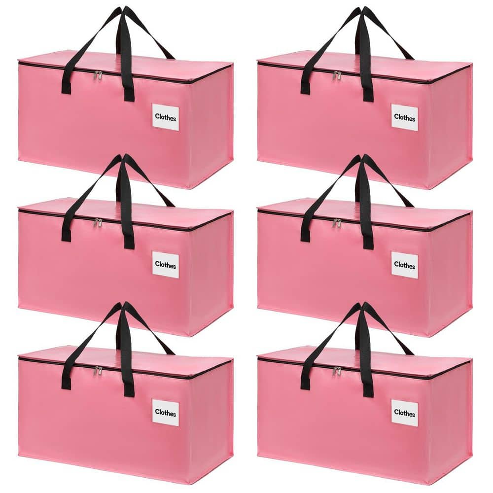 Pink Heavy Duty Moving Luggage Tote with Zipper Closure for Clothes Storage Organizer, 6 Pack price history on PriceWatchPro