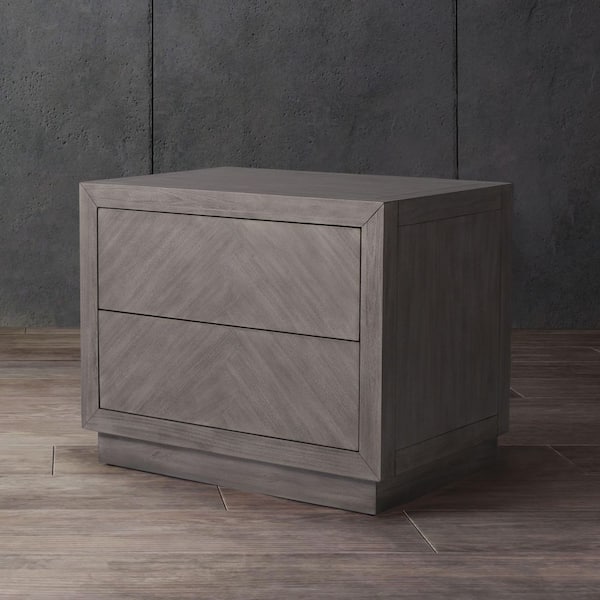 Steve Light Gray 2 Drawer Nightstand