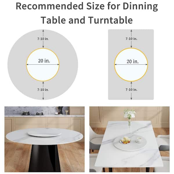 Magic Home 20 in. W Round Sintered Stone Kitchen Lazy Susan