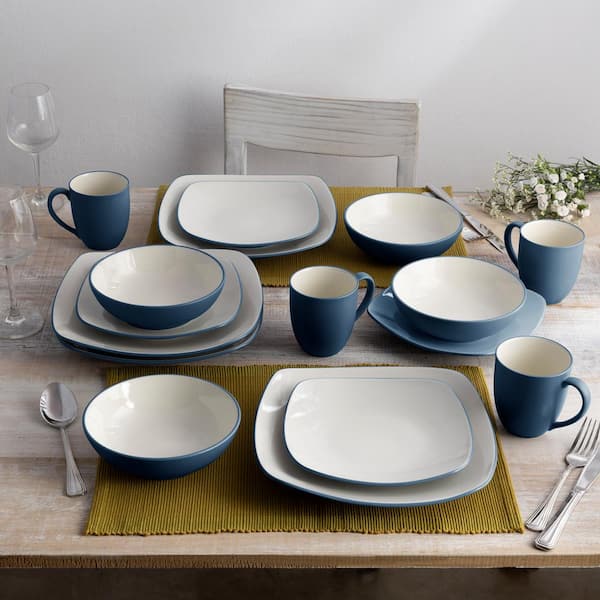 Colorwave Blue 8.25 in. (Blue) Stoneware Square Salad Plates (Set of 4)