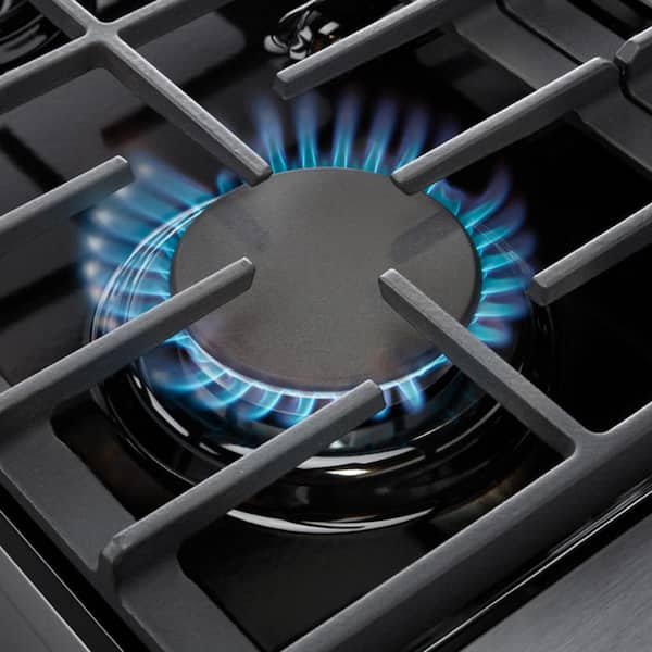 48 in. 6.8 cu. ft. Double Oven Gas Range in Stainless Steel with Griddle and 6-Burners