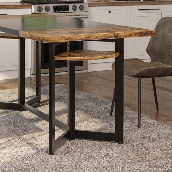 Costway 3 Piece Bar Table And Chairs Set With 6-Bottle Wine Rack-Brown