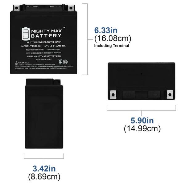 STX16-BS SLA AGM Battery For Kawasaki VN1500-P Vulcan Mean Streak 1500CC 2002-2003