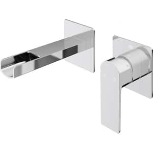 Atticus Single Handle Wall Mount Bathroom Faucet in Chrome