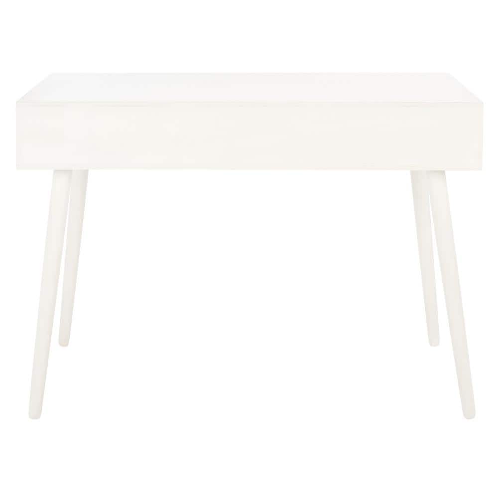 Distressed White Mid-Century Writing Desk with Drawer