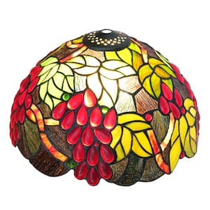 12 in. Dia x 7 in. H Tiffany Style Stained Glass Dome Table Lamp Shade with No Fitter