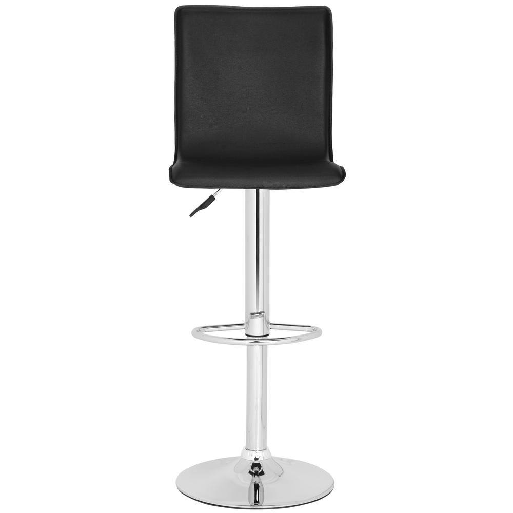 Magda Black Adjustable Swivel Bar Stool with Chrome Frame