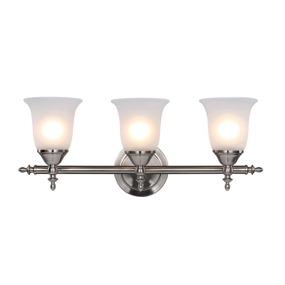 Hampton Bay Olgelthorpe 3Light Brushed Nickel Bathroom Vanity Light