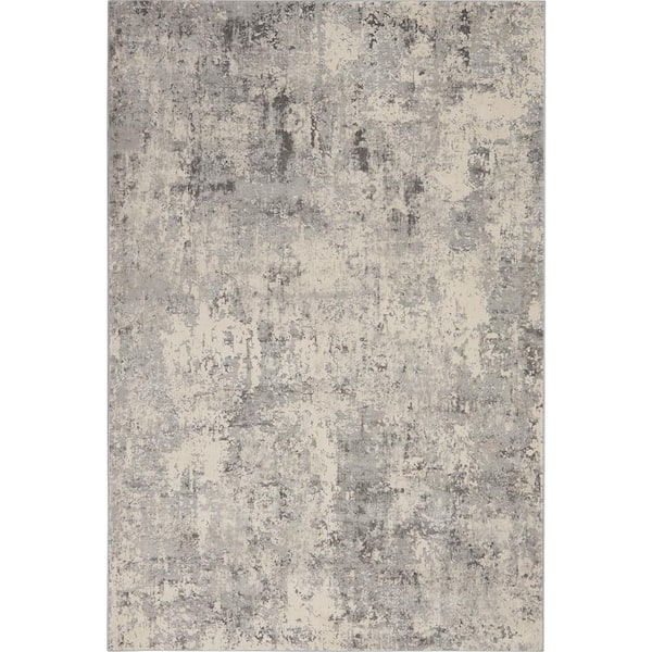 Nourison Rustic Textures Grey/Beige 4 ft. x 6 ft. Abstract Contemporary Area Rug