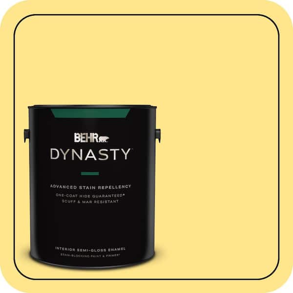 BEHR DYNASTY 1 gal. #370A-3 Bicycle Yellow Semi-Gloss Enamel Interior Stain-Blocking Paint & Primer
