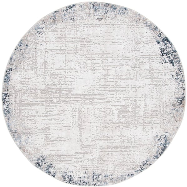 SAFAVIEH Parker 7 ft. x 7 ft. Taupe/Ivory Blue Distressed High-Low Round Area Rug