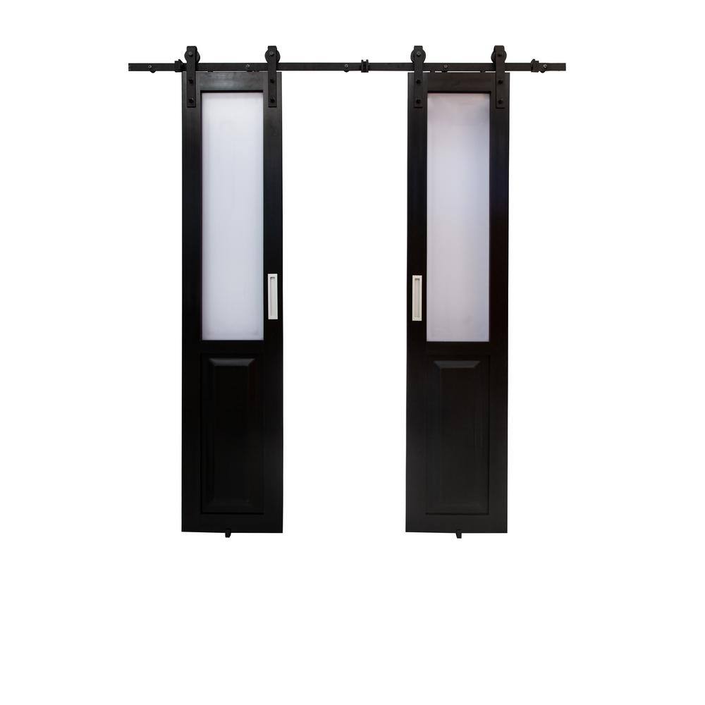 84'' Black Vinyl Barn Door with Frosted Panels