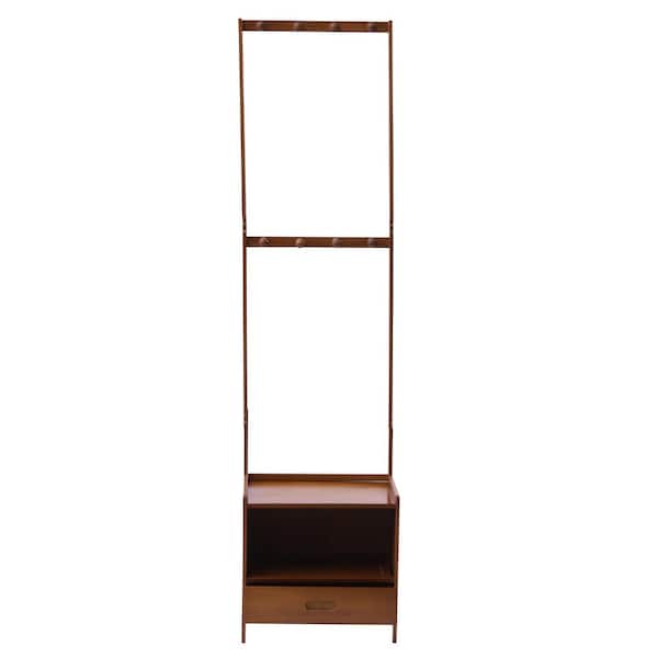 YIYIBYUS Wooden Multi-functional Nightstand with a Drawer Shelves and Hooks 16.5 in. L x 11.8 in. W x 65 in. H