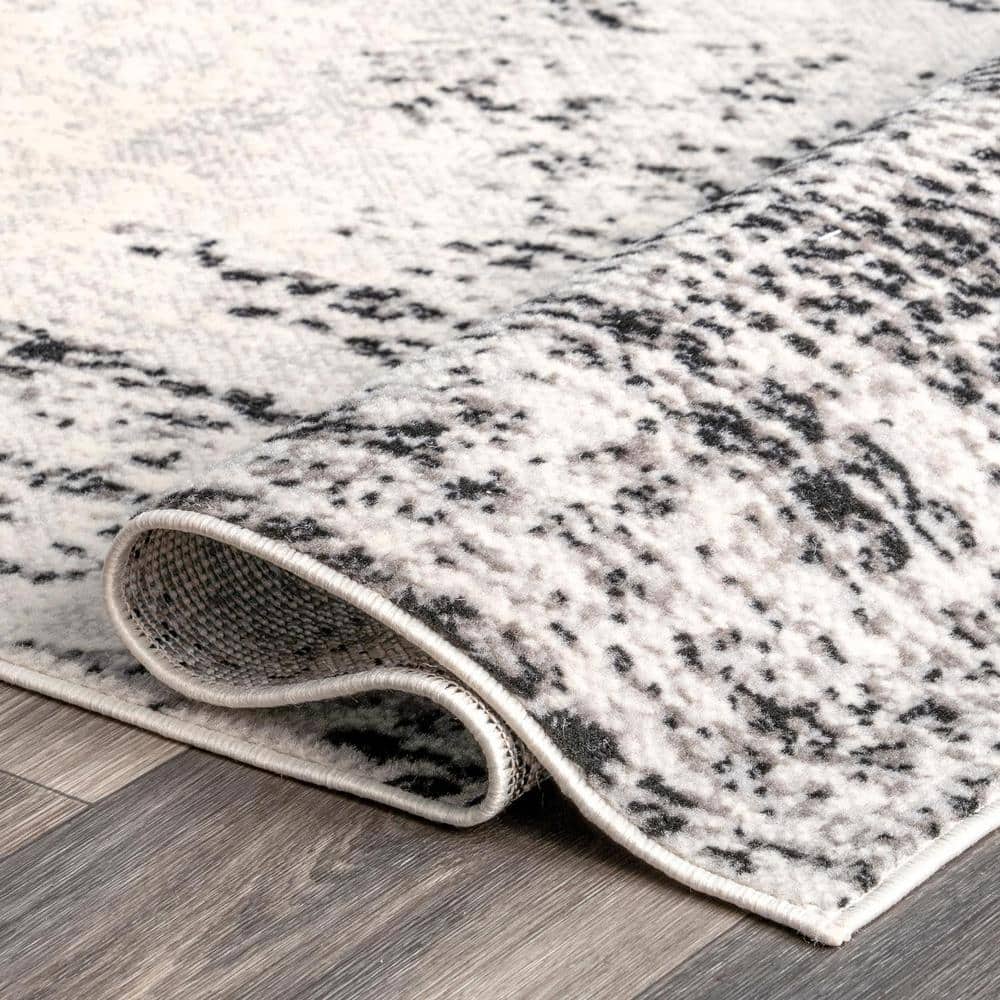 Gray Abstract Reversible 4' x 6' Synthetic Area Rug