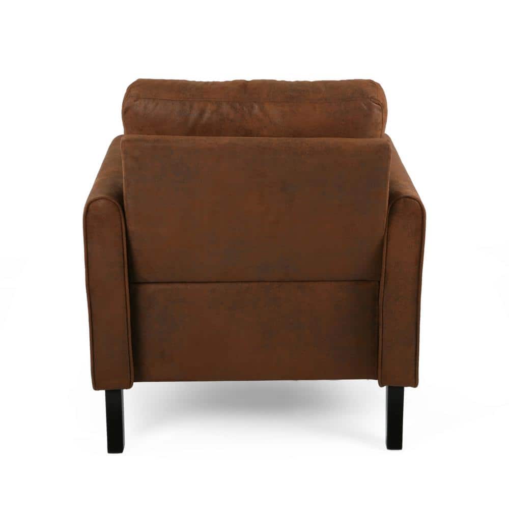 Handcrafted Brown Microfiber Club Chair with Square Arm