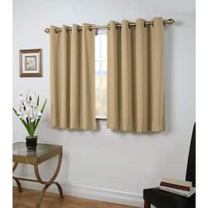 Natural Woven Solid 54 in. W x 45 in. L Grommet Blackout Curtain