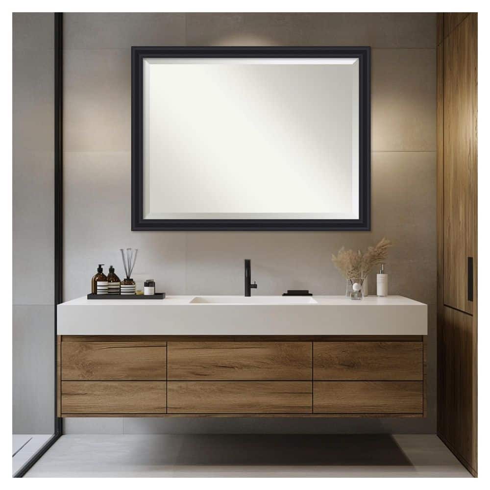 Dalat Black 43.75 in. x 33.75 in. Beveled Traditional Rectangle Framed Bathroom Wall Mirror price history on PriceWatchPro