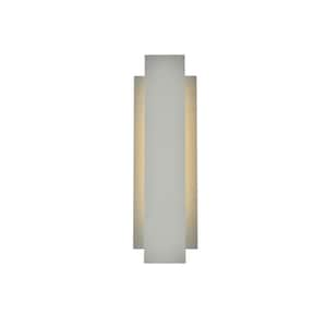 Timeless Home 1-Light Rectangular Silver LED Outdoor Wall Sconce