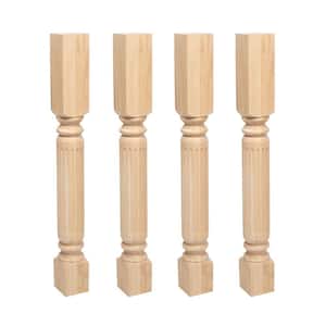 35.25 in. x 3.75 in. Unfinished Solid North American Hardwood Fluted Kitchen Island Leg (4-Pack)