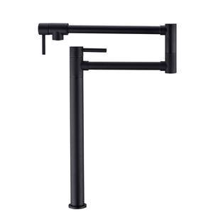 Single Hole Double Handles Wall Mount Pot Filler Faucet 4 GPM With Extension Shank in Matte Black