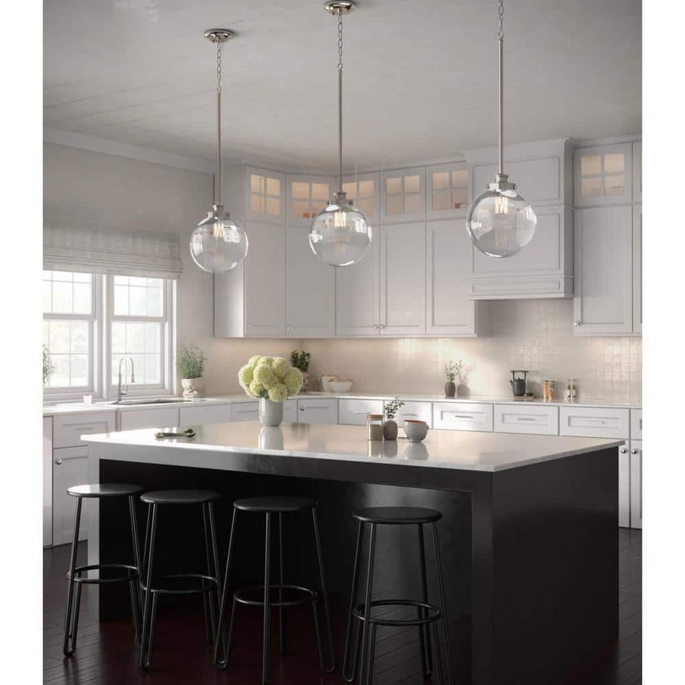 Polished Nickel & Clear Glass 12.75" Farmhouse Globe Pendant Light