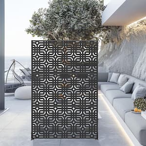 72 in. x 47 in. Outdoor Metal Privacy Screen Garden Fence Rectangular Pattern Wall Applique in Black