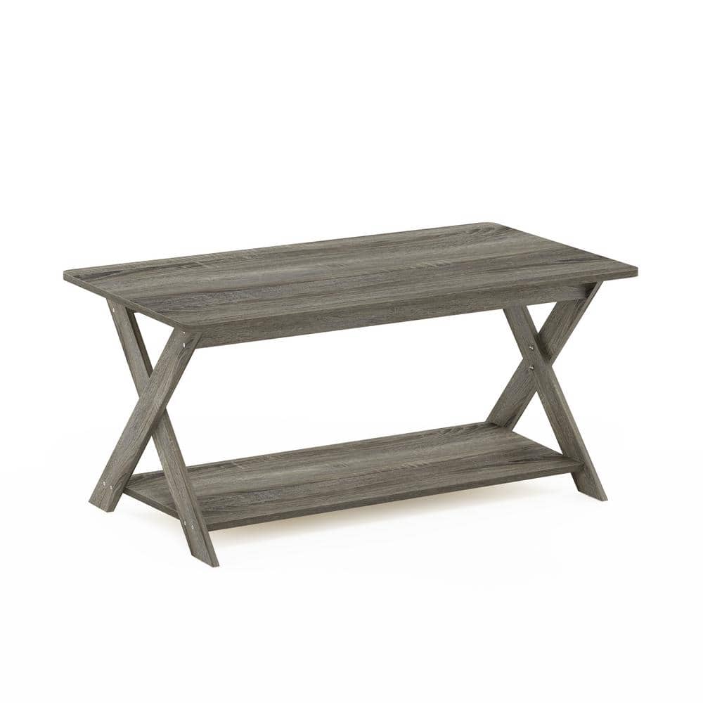 Simplistic French Oak Grey Rectangular Coffee Table with Storage