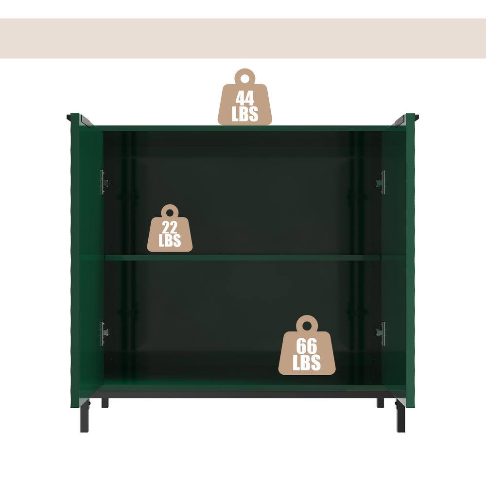 Green Glossy MDF Freestanding Accent Cabinet with Adjustable Shelving
