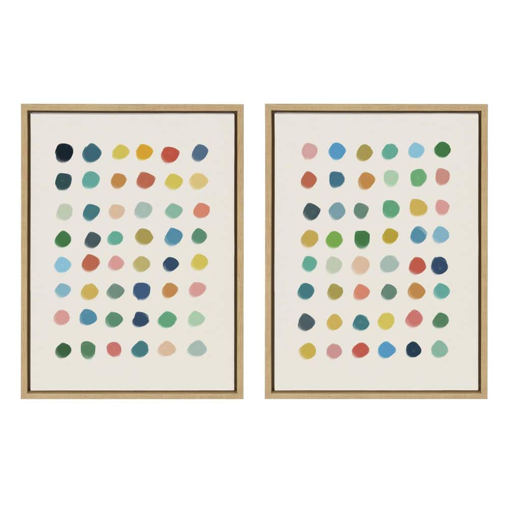 Colorful Abstract Polka Dot Framed Canvas Wall Art Set