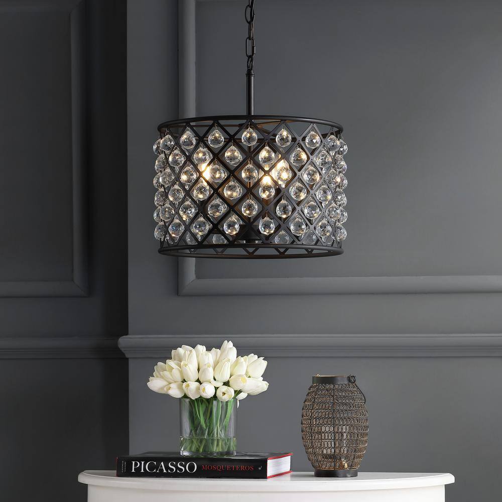 Gabrielle 16" Oil-Rubbed Bronze Crystal LED Drum Pendant