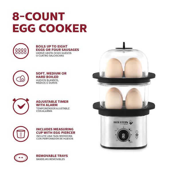 HOLSTEIN HOUSEWARES 8-Egg Stainless Steel and Black 2-Tier Egg Cooker  HH-09182001SS - The Home Depot