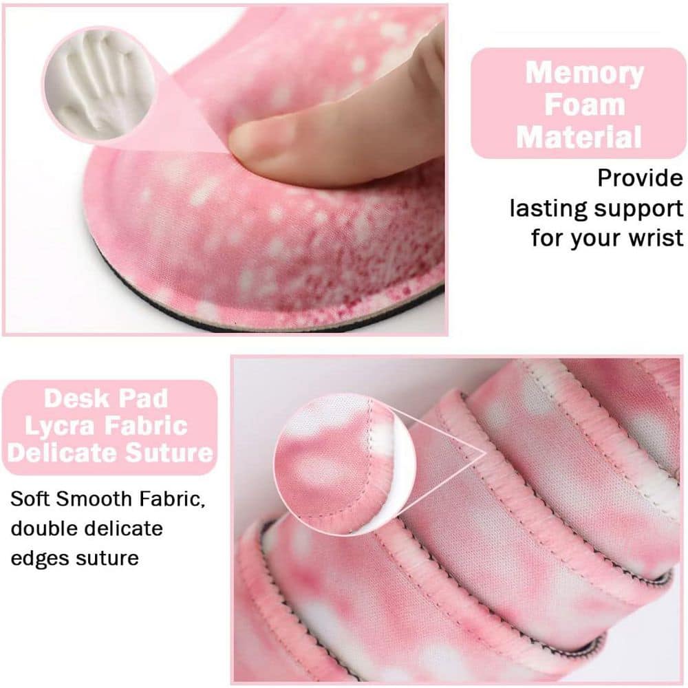 Large Mouse Pad and Keyboard Wrist Rest 4-in-1 Set with Wrist Support Desk Mat Pink for Gaming Home Office - Thumbnail 5