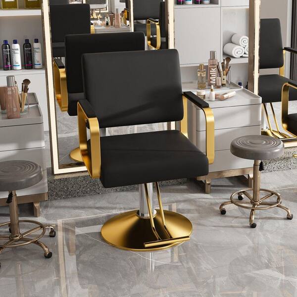 PU Leather Adjustable Height Hydraulic Salon Chair in Black-360