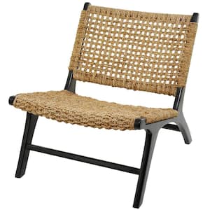 Brown Teak Wood Contemporary Accent Chair