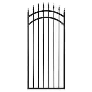 2.75 ft. x 5.67 ft. Tiger Eye Profile Black Iron Center Point Arched Top Fence Gate