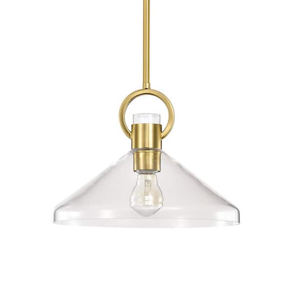 Andros 11.8 in. 1-Light Indoor Brass Finish Pendant Light