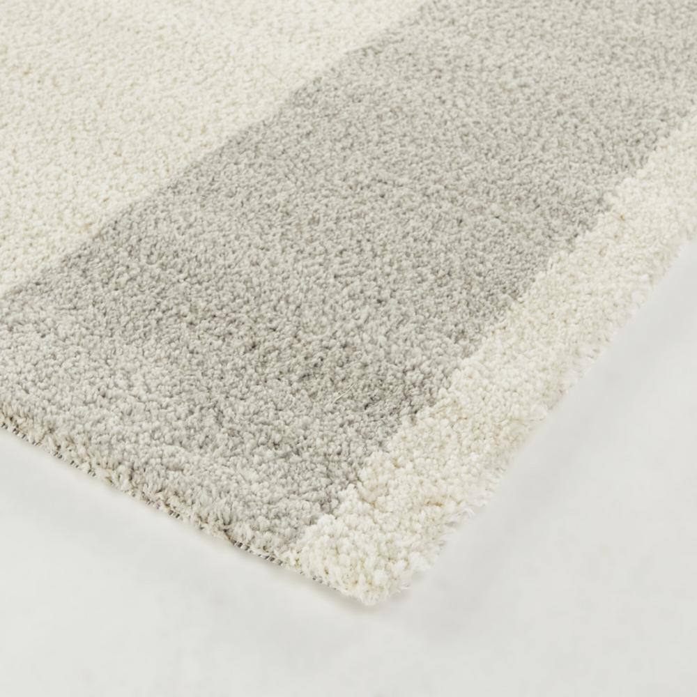 Janzen Gray and White Geometric Stain-Resistant Area Rug