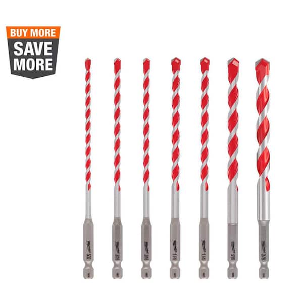 Milwaukee 48-20-9052 7-Piece Shockwave Carbide Hammer Drill Bit Kit