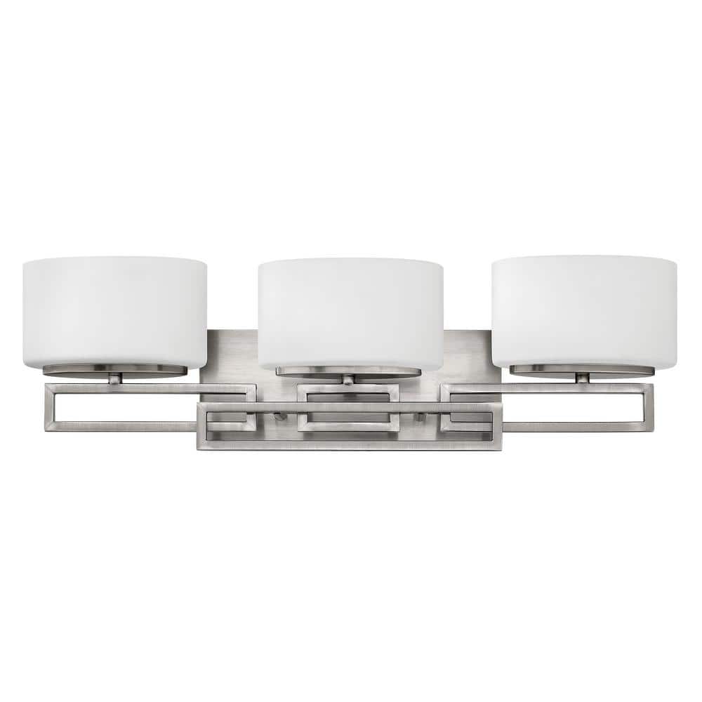 Antique Nickel 3-Light Vanity with Etched Opal Glass
