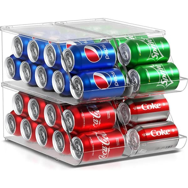 Soda Can Organizer for Fridge-12 Can Drink Dispenser (4-Pack)