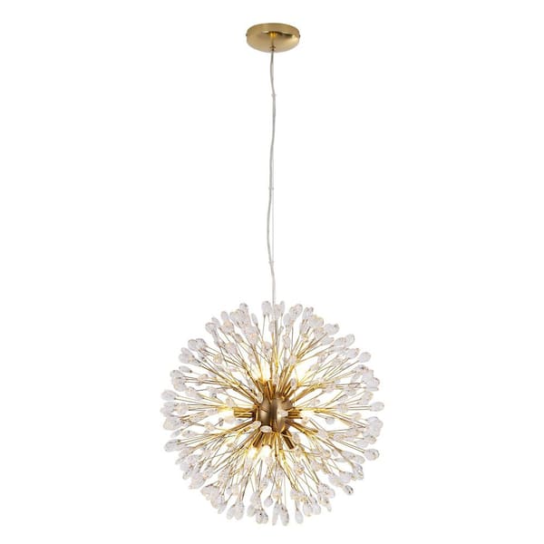 Rennnsan Shawn 9-Light Brass Gold Crystal Firework Sputnik Sphere Chandelier