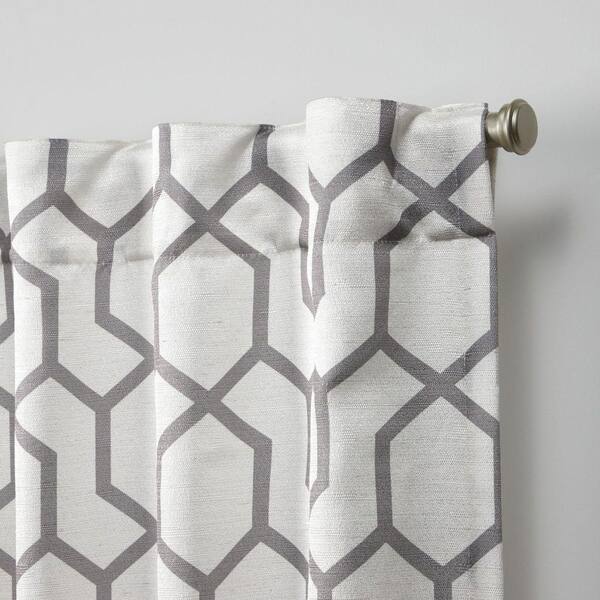 Nicole Miller New York Hexa Black Pearl Geometric Polyester 54 In W X 84 L Tab Top Light Filtering Curtain Panel Set Of 2 En7011 01 84h Hexa Black Pearl Geometric Polyester 54, Nicole Miller Curtains With Pearls