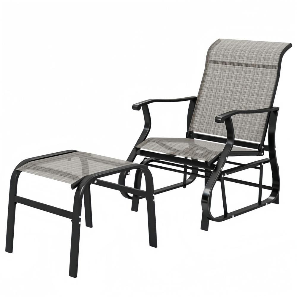2-Piece Garden Chair Set with Curved Back, Armrests, Footrest, Side Table, and Extra Seat, Assembly required, Slate Gray price history on PriceWatchPro