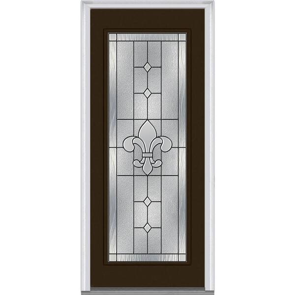 MMI Door 36 in. x 80 in. Carrollton Left-Hand Inswing Full Lite Decorative Painted Steel Prehung Front Door